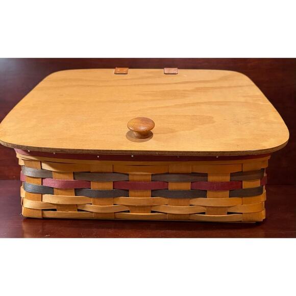 Royce Craft Wood Lid Angled Basket 1995 Made In Ohio EUC - Picture 1 of 14
